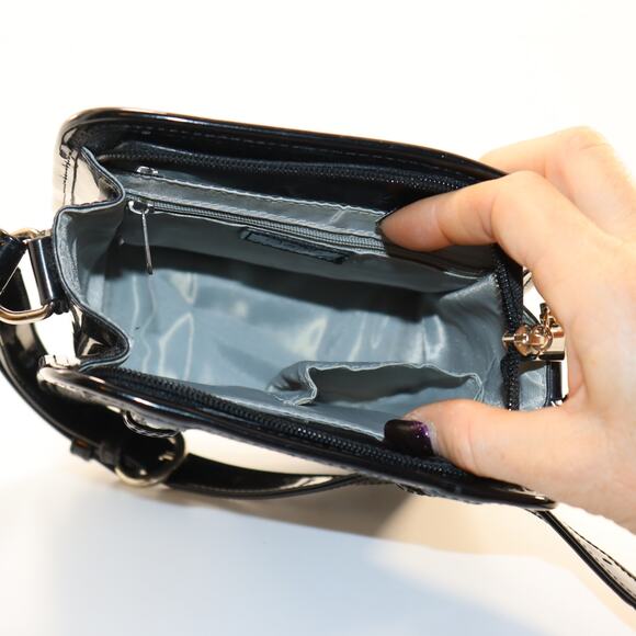 Beijo Plaid Crossbody Bag Black Patent Trim - Picture 5 of 6